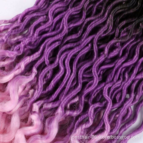 MYZYR 18inch 24roots Soft Crochet Braids Dread Bohemian Gypsy Locs Hair Extensions Braiding Ombre Faux Locs Curly ALL Colors